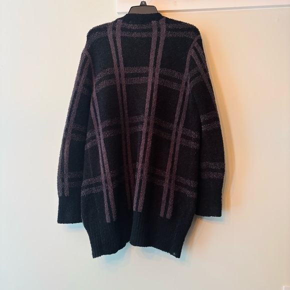 Barefoot dreams Cozychic Windowpane Cardigan Black Medium - Picture 3 of 7